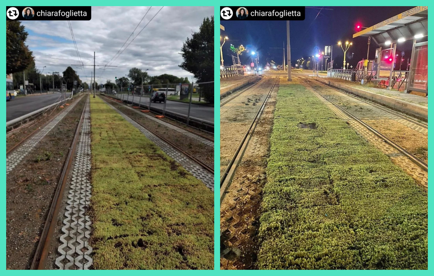 Torino, corsia tranviaria verde